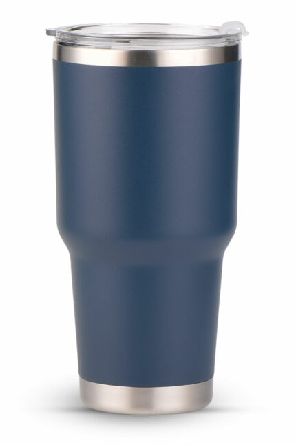 Nerezový termo pohár HARMONY o objemu 900 ml s rukojetí v modré barvě