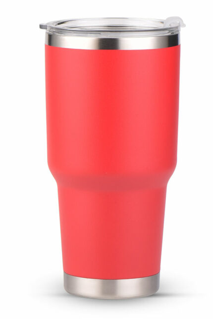 Nerezový termo pohár HARMONY o objemu 900 ml s rukojetí v červené barvě