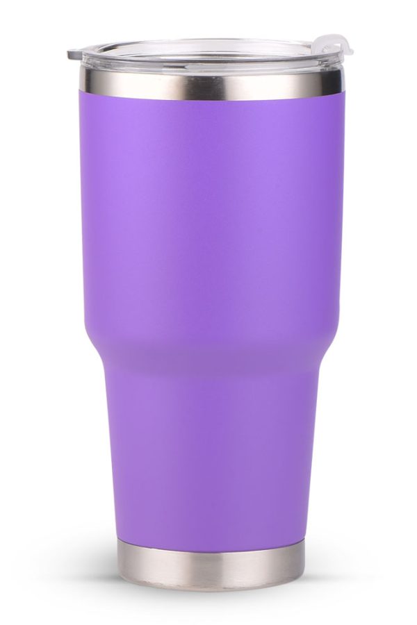 Nerezový termo pohár HARMONY o objemu 900 ml s rukojetí v fialové barvě