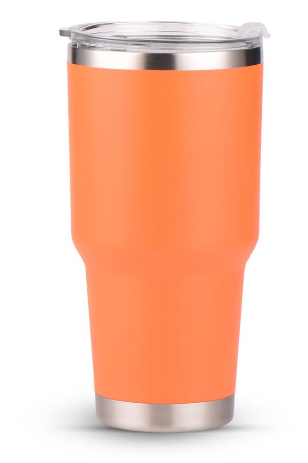 Nerezový termo pohár HARMONY o objemu 900 ml s rukojetí v oranžové barvě