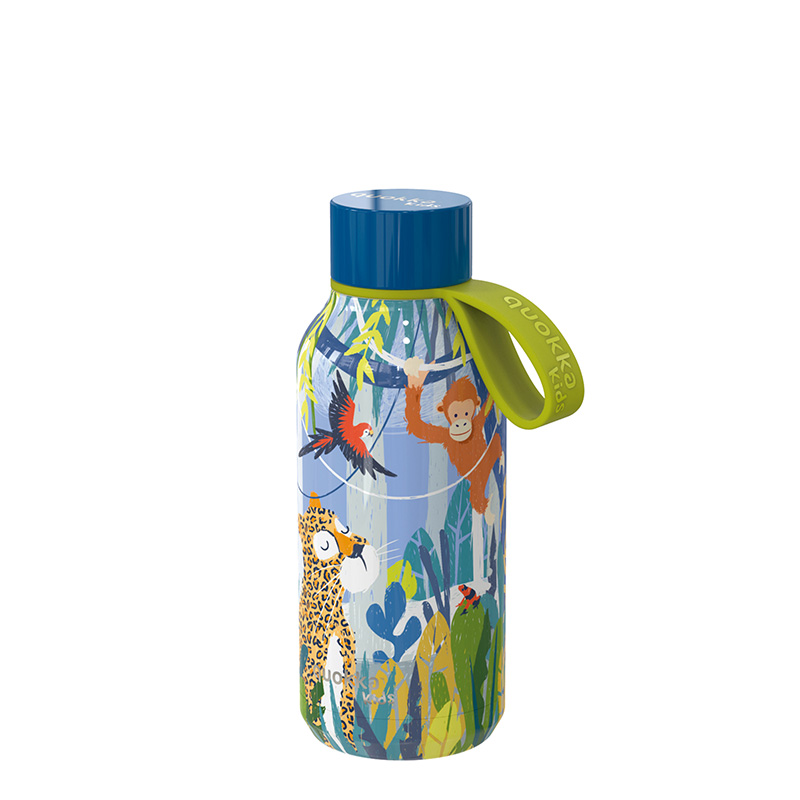 Quokka Solid Kids s popruhem - termoláhev z nerezové oceli o objemu 330 ml s popruhem