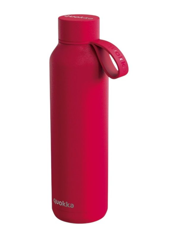 Quokka Solid s popruhem - termoska z nerezové oceli o objemu 630 ml s popruhem (třešňově červená)