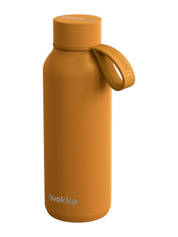 Quokka Solid s popruhem - termoska z nerezové oceli o objemu 510 ml s popruhem (hořčice)