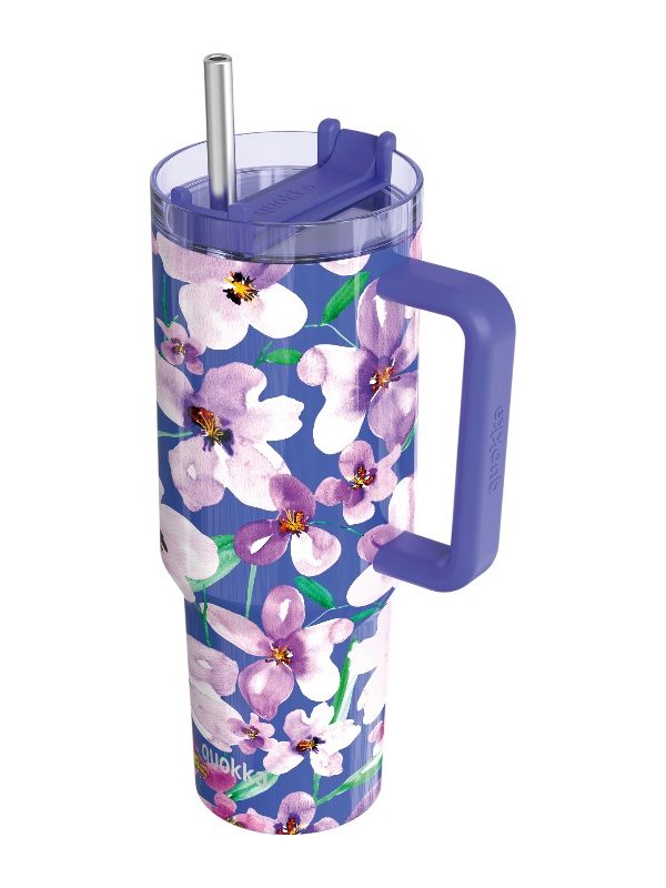 Quokka Stream - Termohrnek z nerezové oceli 1200ml s brčkem (květinový soumrak)