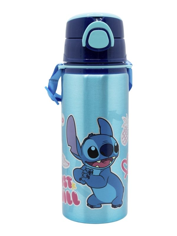 Disney Stitch - Hliníková láhev na vodu s brčkem a popruhem 730 ml