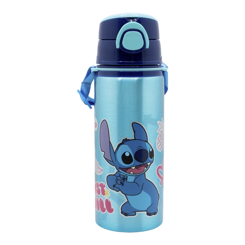 Disney Stitch - Hliníková láhev na vodu s brčkem a popruhem 730 ml