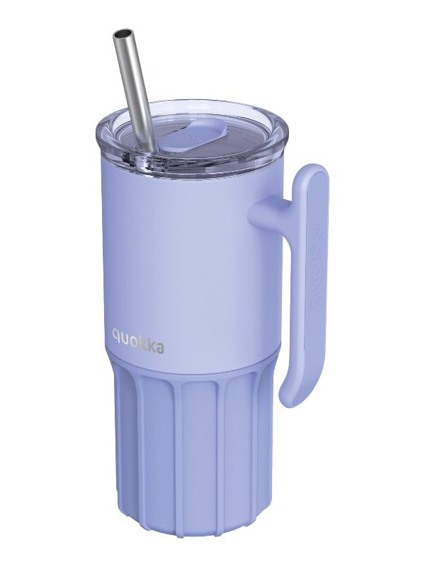 Quokka Umi - Termohrnek z nerezové oceli s brčkem a silikonovým dnem o objemu 720 ml (levandulová)