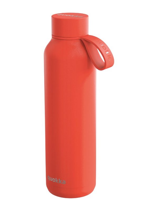 Quokka Solid s popruhem - termoska z nerezové oceli o objemu 630 ml s popruhem (oranžová)