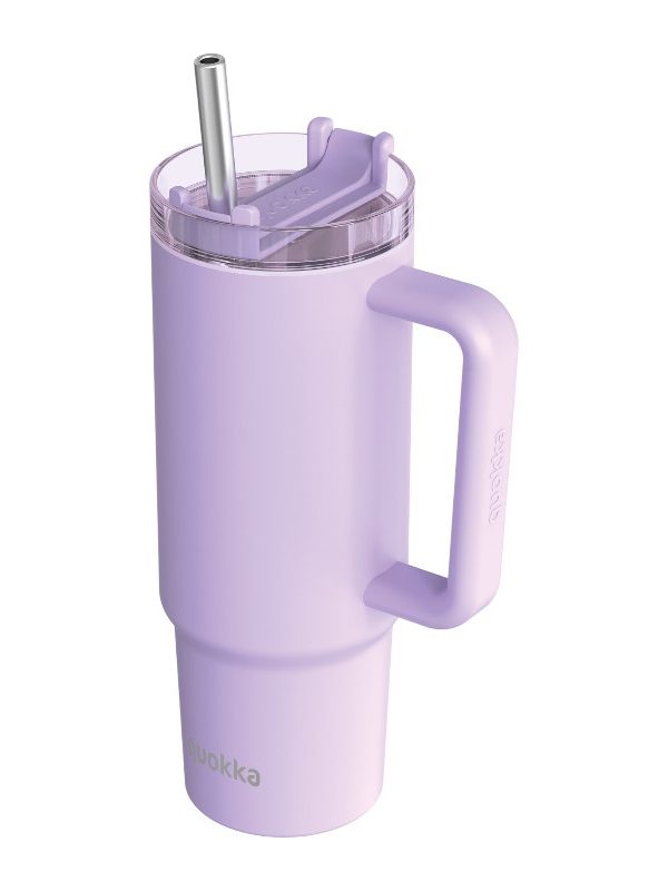 Quokka Stream - termohrnek z nerezové oceli s brčkem o objemu 950 ml (fialový)
