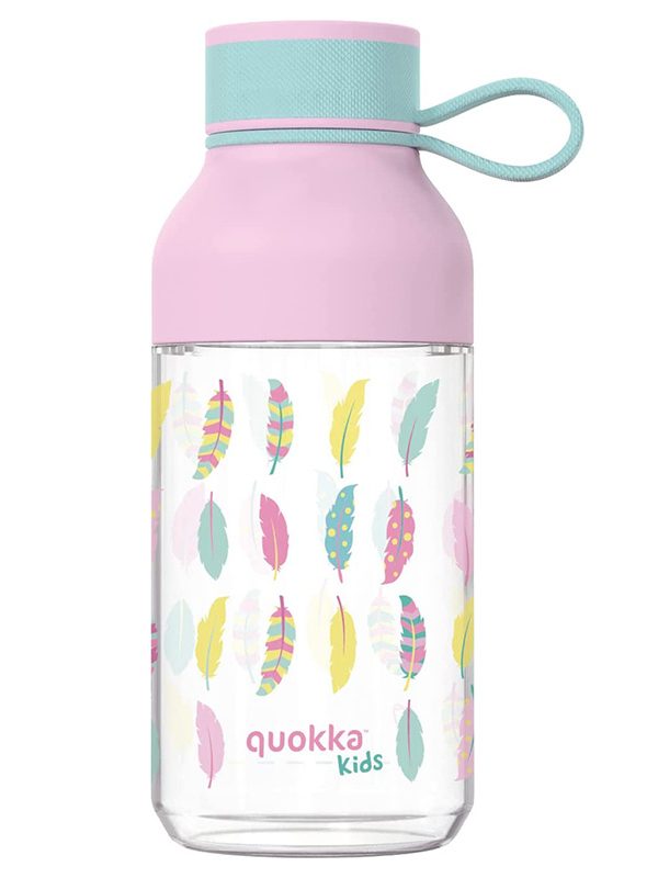 Quokka Ice Kids s popruhem - láhev na vodu ecozen 430 ml s popruhem (peří)