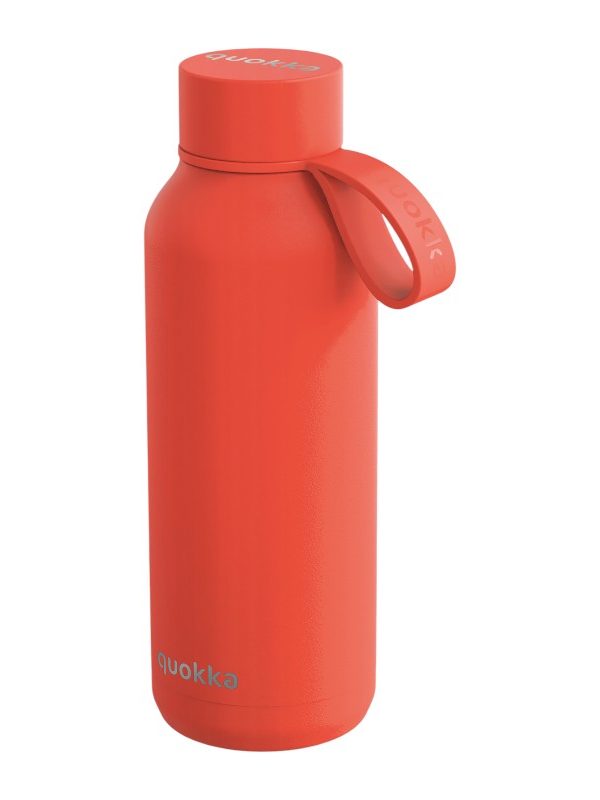 Quokka Solid s popruhem - termoska z nerezové oceli o objemu 510 ml s popruhem (oranžová)