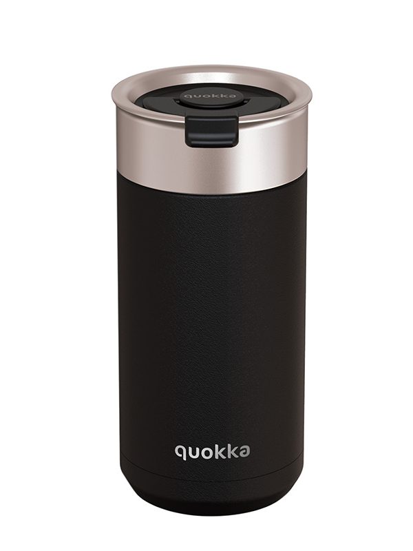 Termohrnek na kávu Quokka Boost - nerezový termohrnek s nálevníkem 400ml (černý)