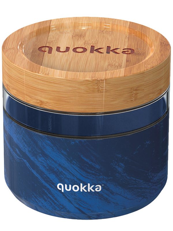 Quokka Deli Food Jar - Skleněná nádoba na potraviny / svačinový box 820 ml (dřevěná textura)