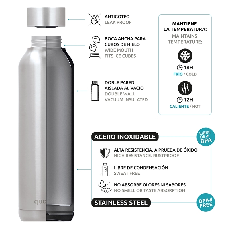Quokka Solid s popruhem - termoska z nerezové oceli o objemu 630 ml s popruhem - Image 3