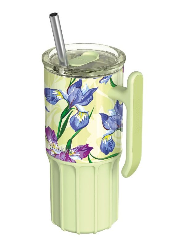 Quokka Umi - Termohrnek z nerezové oceli 720 ml s brčkem a silikonovým podtáckem (zelený čaj)